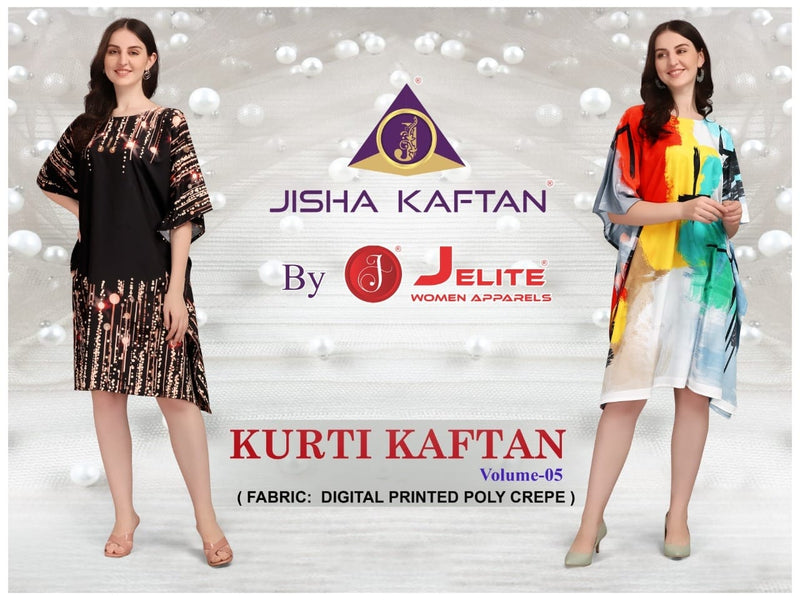 Jelite Jisha Kurti Kaftan Vol 5 Polyester Crepe Digital Print Party Wear Kaftan Kurtis