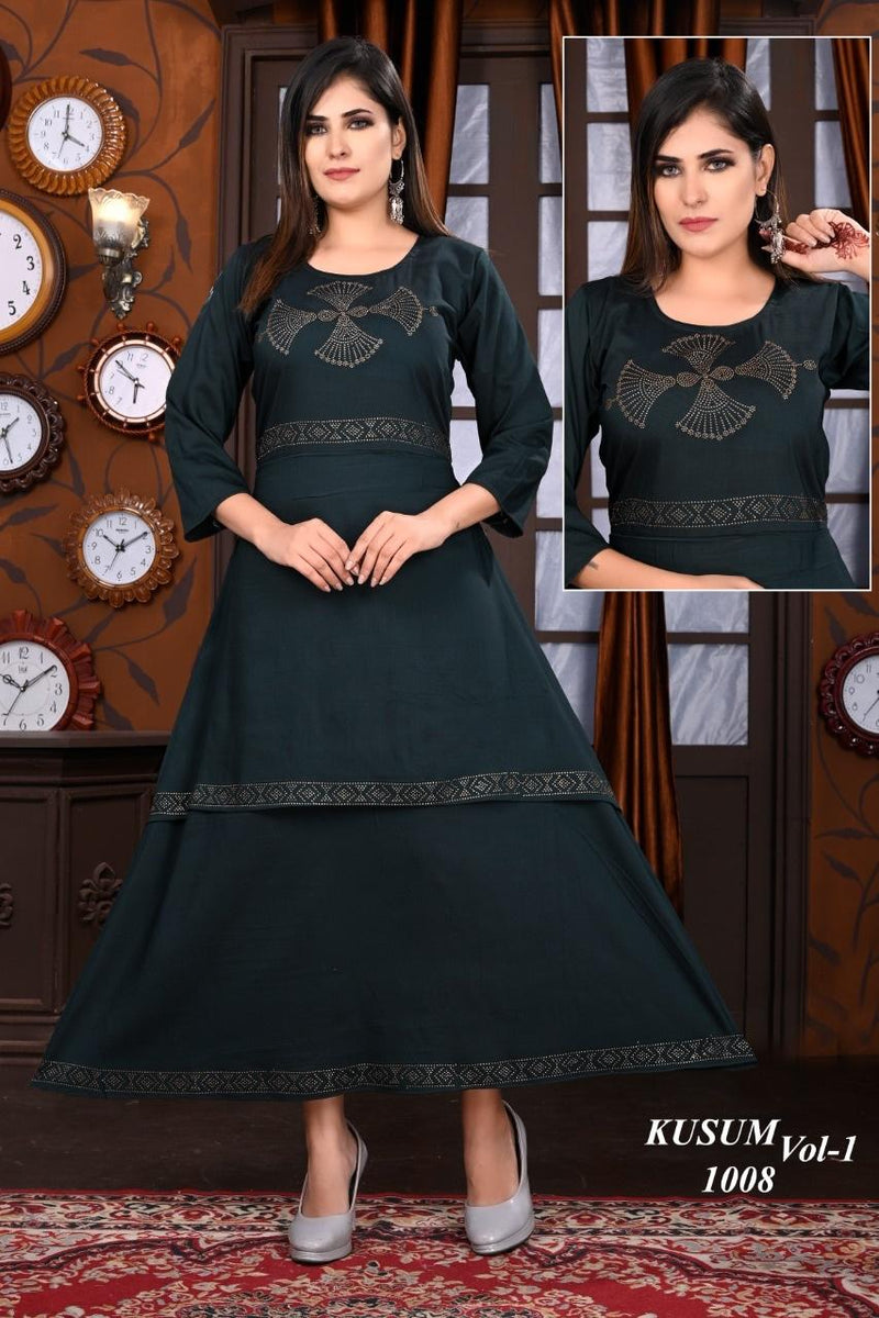 Riyaa Kusum Vol 1 Rayon With Heavy Embroidery Work Stylish Designer Party Wear Kurti