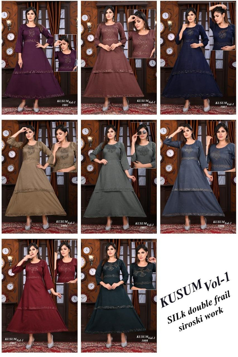 Riyaa Kusum Vol 1 Rayon With Heavy Embroidery Work Stylish Designer Party Wear Kurti