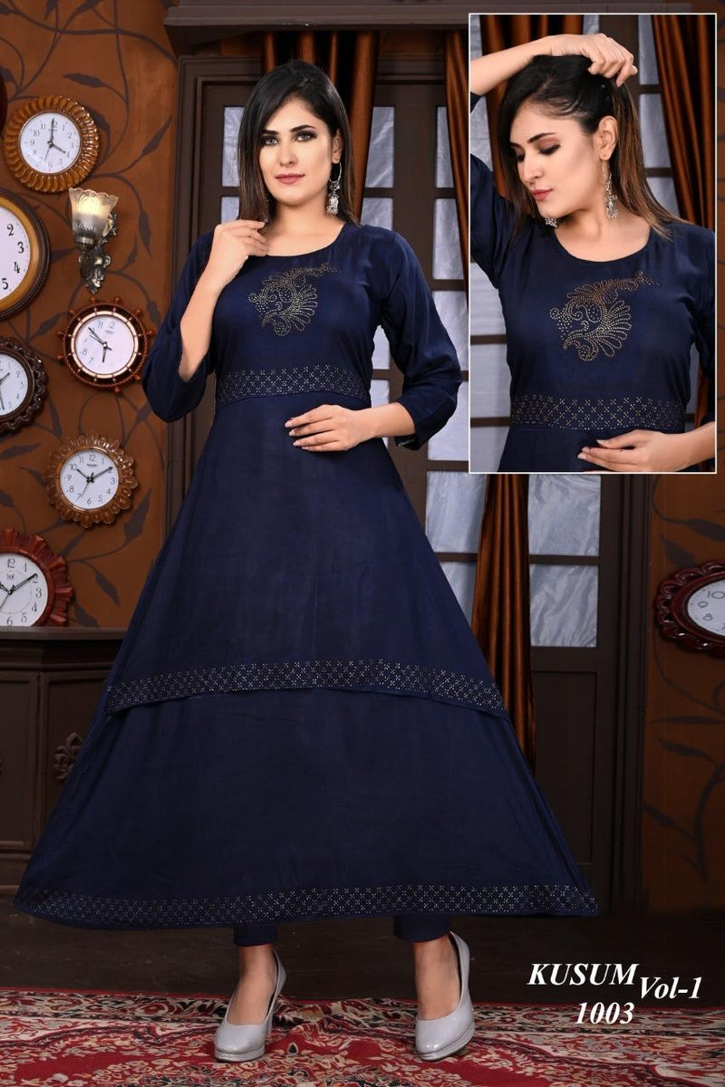 Riyaa Kusum Vol 1 Rayon With Heavy Embroidery Work Stylish Designer Party Wear Kurti