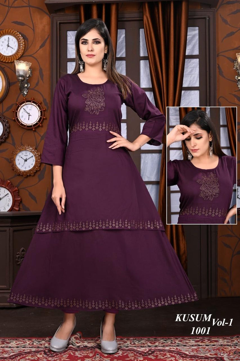 Riyaa Kusum Vol 1 Rayon With Heavy Embroidery Work Stylish Designer Party Wear Kurti