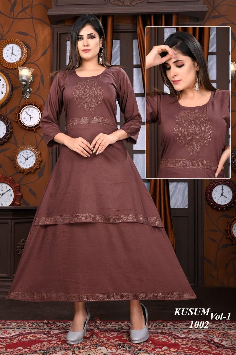 Riyaa Kusum Vol 1 Rayon With Heavy Embroidery Work Stylish Designer Party Wear Kurti