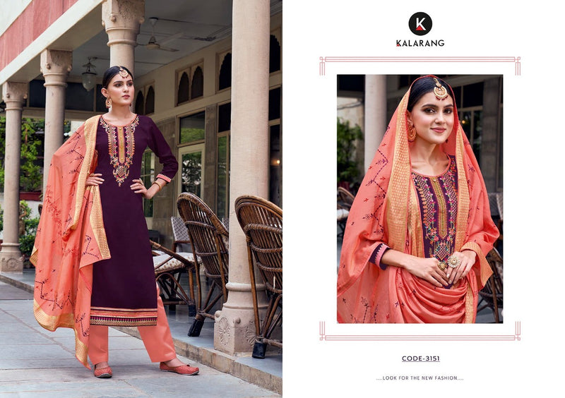 Kalarang Fashion Geetika Jam Silk Cotton With Embroidery Work Salwar Kameez