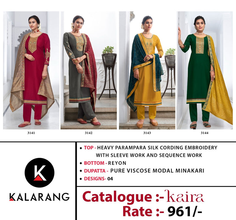 Kalarang Fashion Launch Kaira Parampara Silk With Embroidery Work Exclusive Causal Wear Salwar Suits