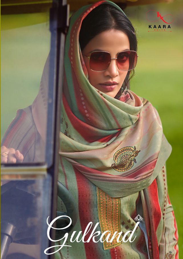 Kara Gulkand Pashmina Print With Embroidery Work Suit