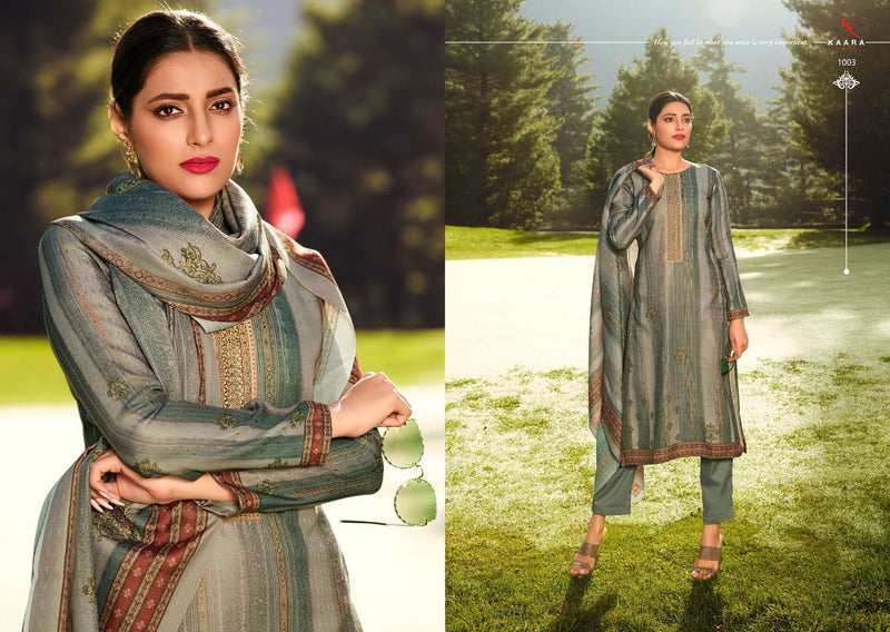 Kara Gulkand Pashmina Print With Embroidery Work Suit