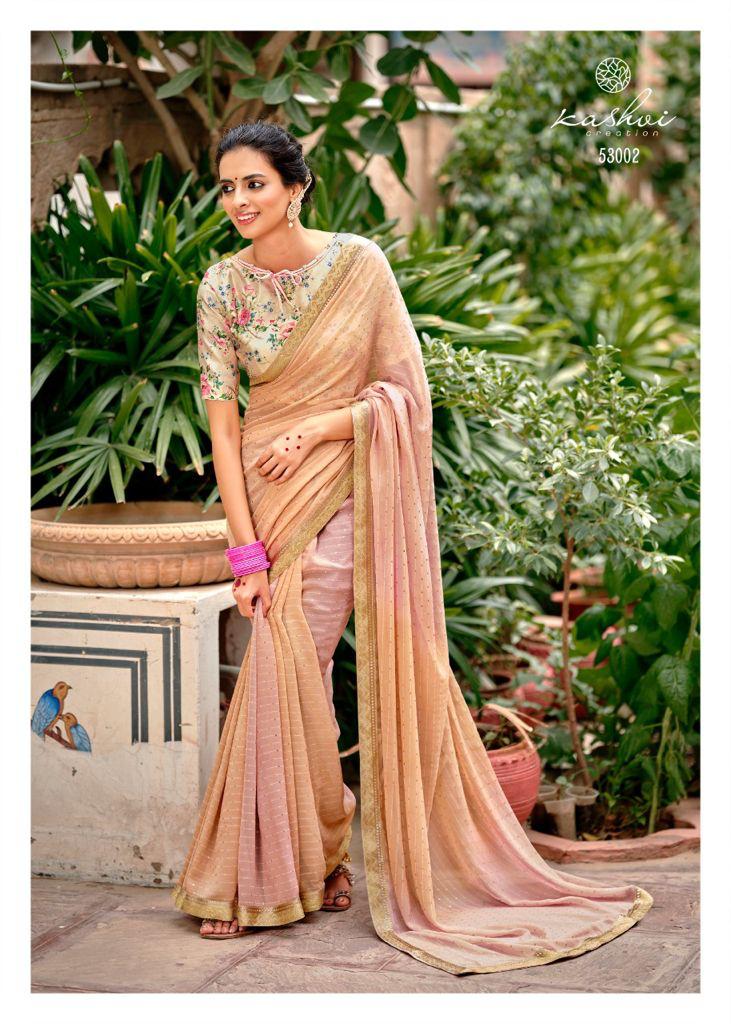 Kashvi Creation Shraddha Georgette With Foil Print Fancy Saree