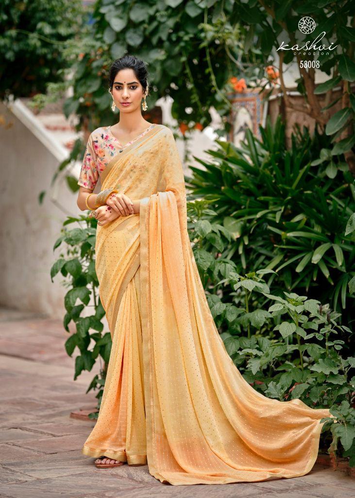 Kashvi Creation Shraddha Georgette With Foil Print Fancy Saree