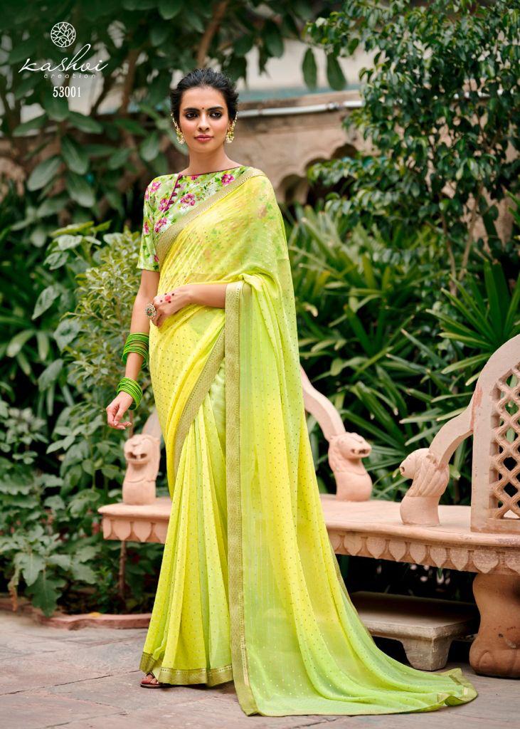 Kashvi Creation Shraddha Georgette With Foil Print Fancy Saree