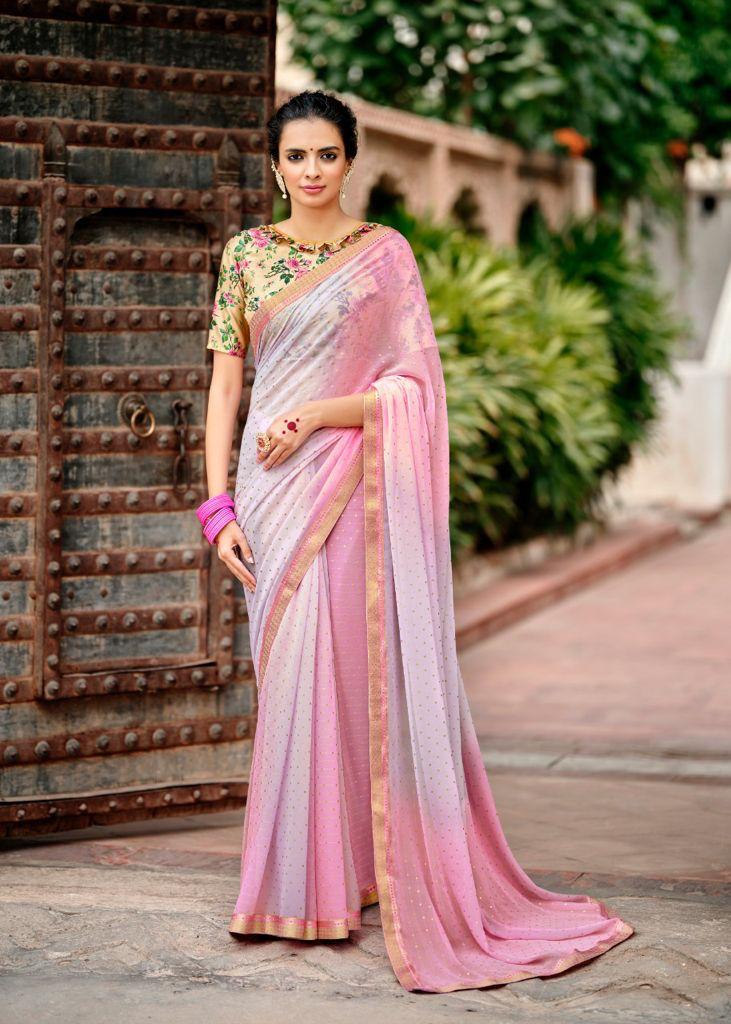 Kashvi Creation Shraddha Georgette With Foil Print Fancy Saree