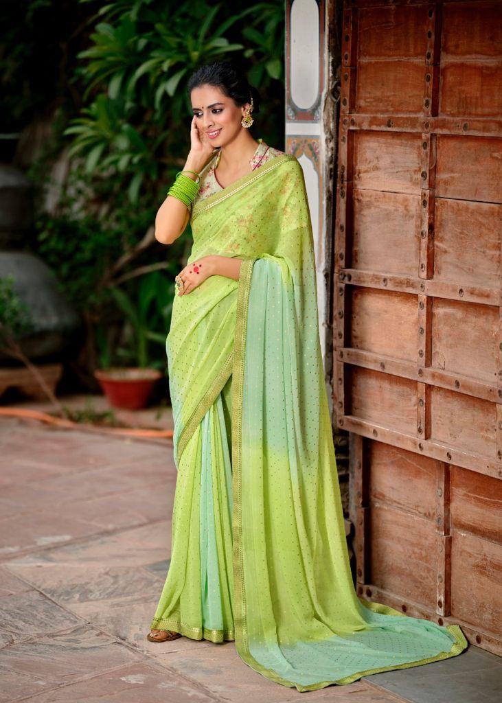 Kashvi Creation Shraddha Georgette With Foil Print Fancy Saree