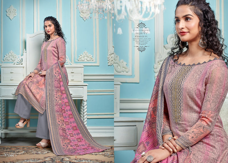 Kesariya Queen Pashmina Jacquard Exclusive Swarovski Diamond Work Salwar Kameez