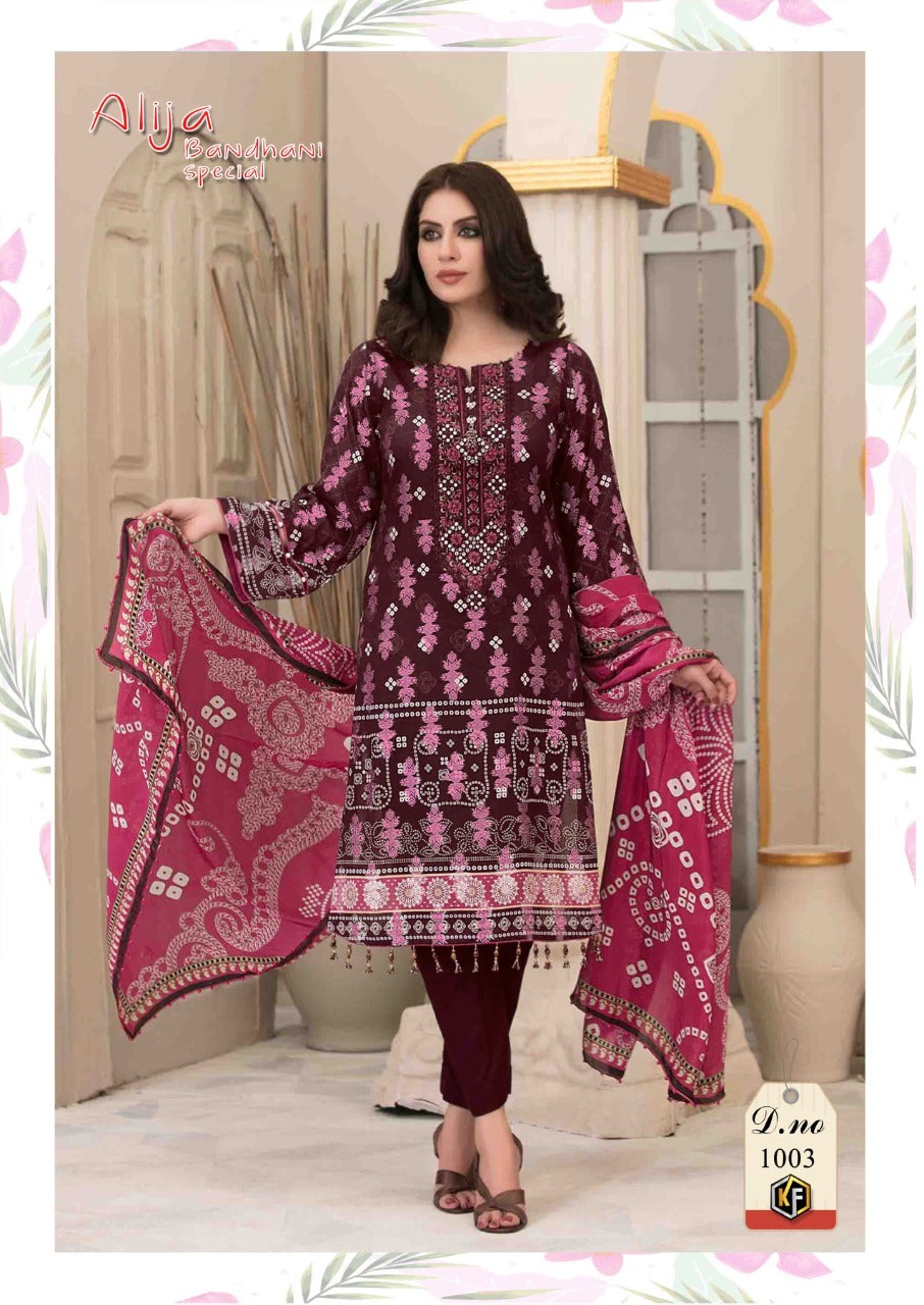 Keval Fab Alija Bandhani Special Pure Cotton Pakistani Salwar Kameez