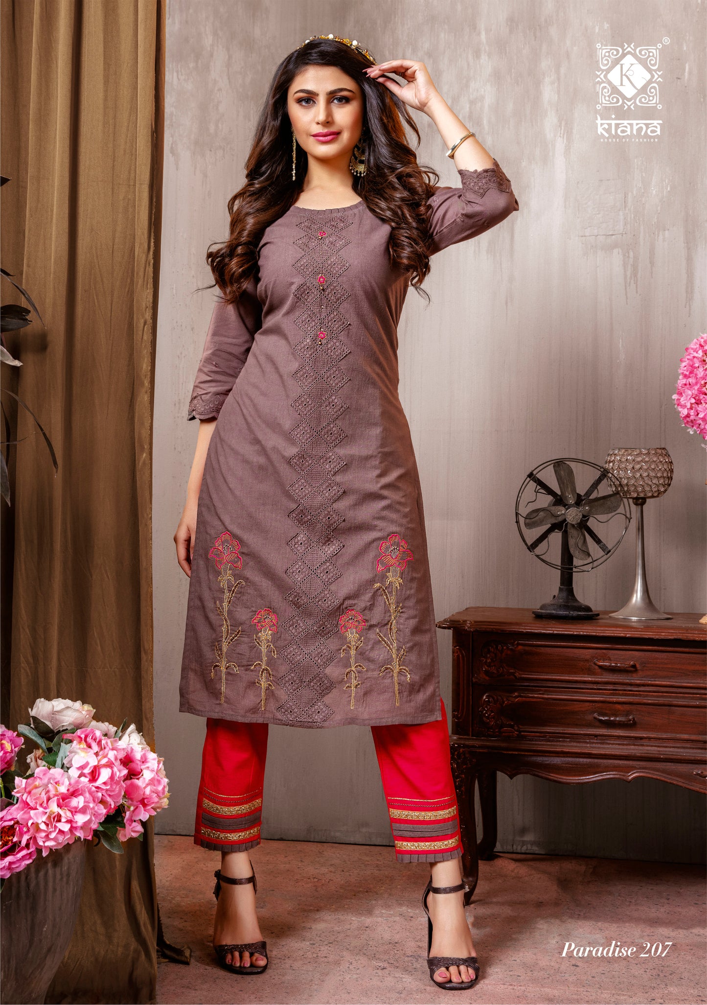 Kiana Fashion Paradise Vol 2 Fancy Cotton Schiffli Work Kurti