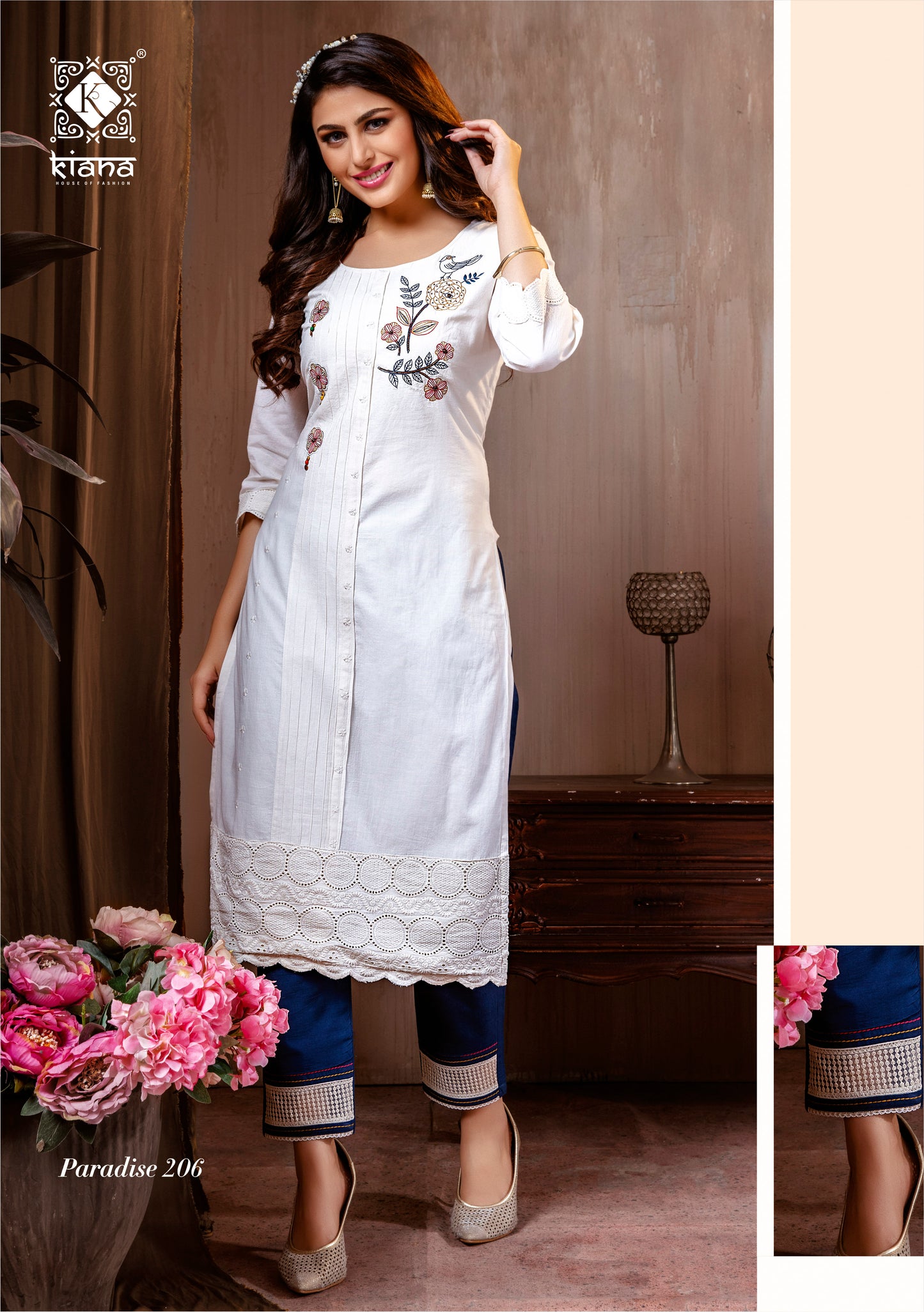 Kiana Fashion Paradise Vol 2 Fancy Cotton Schiffli Work Kurti