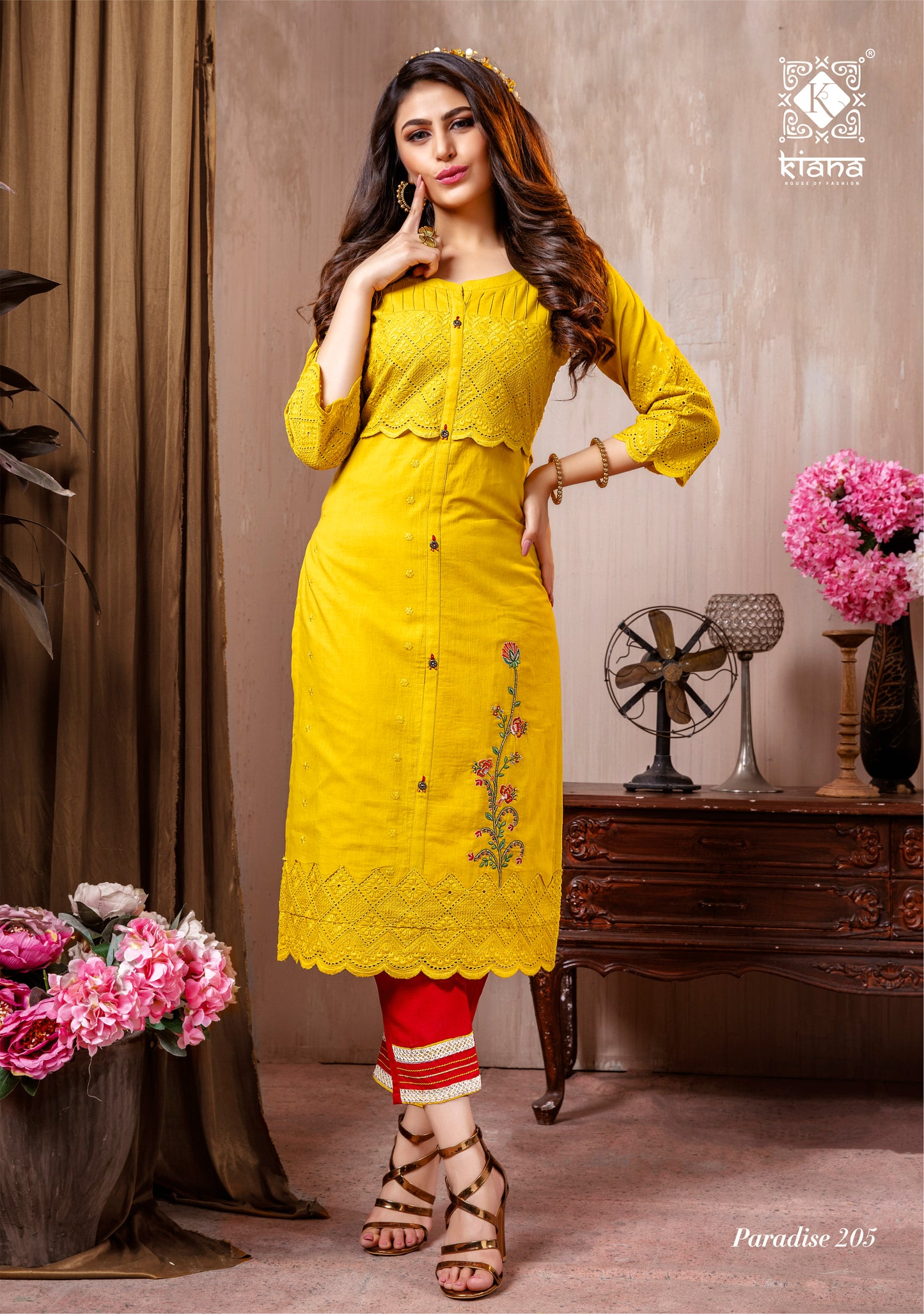 Kiana Fashion Paradise Vol 2 Fancy Cotton Schiffli Work Kurti