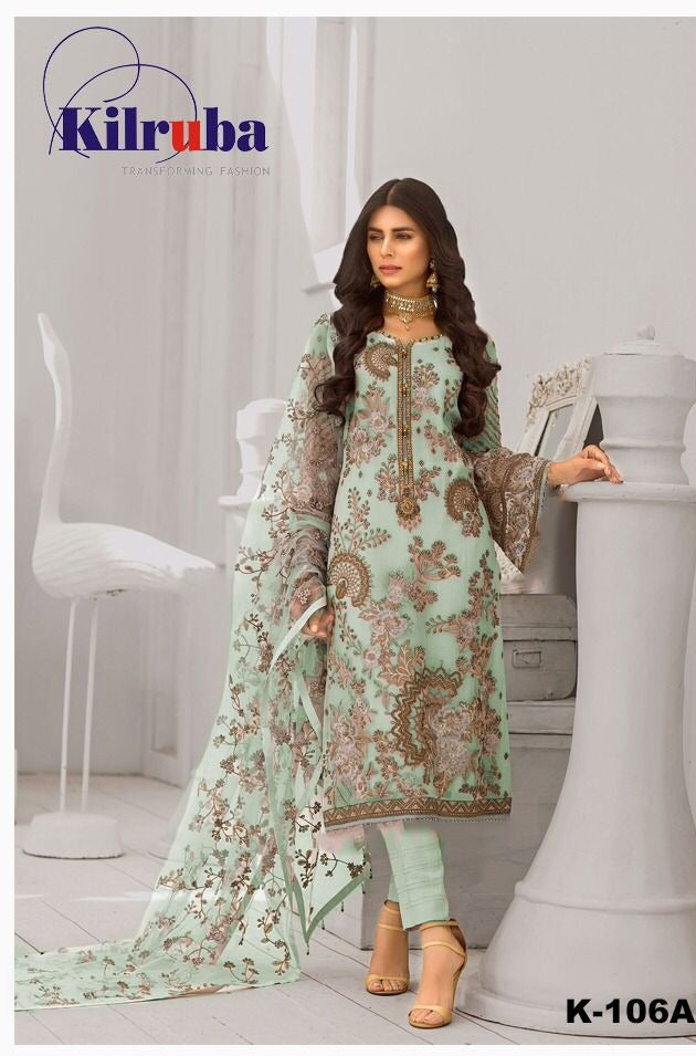 Kilruba K 106 Georgette Zari Embroidery Diamond Work Pakistani Salwar Kameez