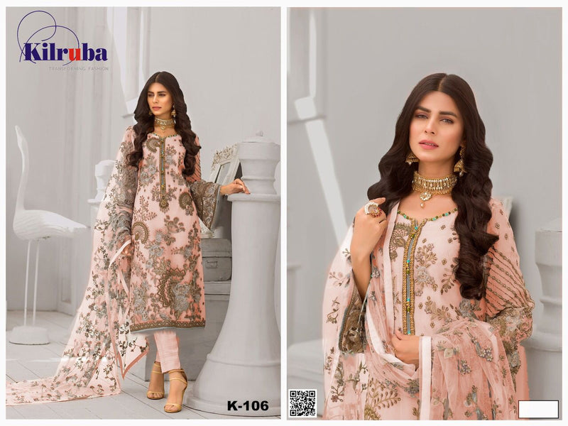 Kilruba K 106 Georgette Zari Embroidery Diamond Work Pakistani Salwar Kameez