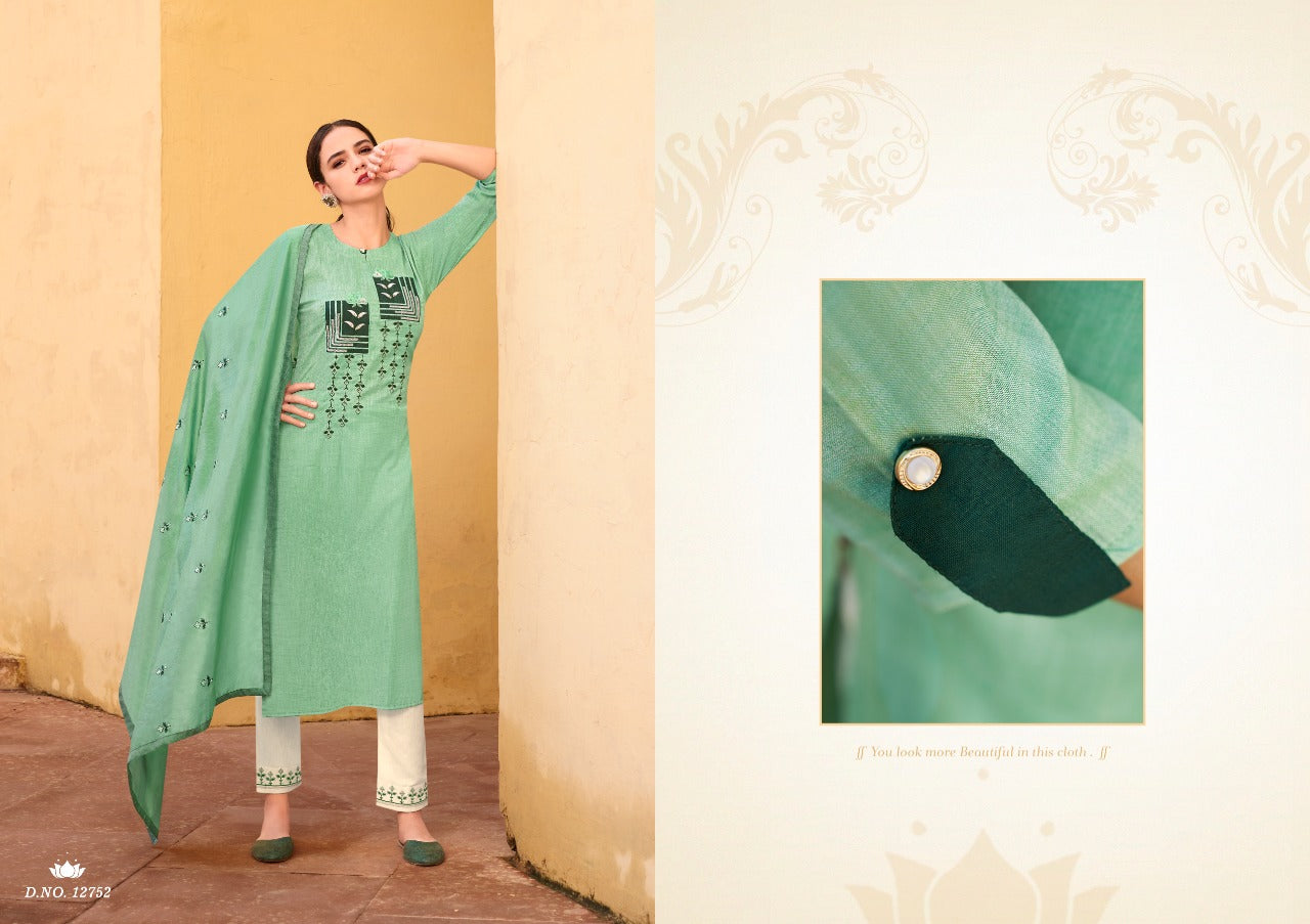 Kivi By Kalaroop Present Aangan Fancy Fabric With Embroidery Work Kurti