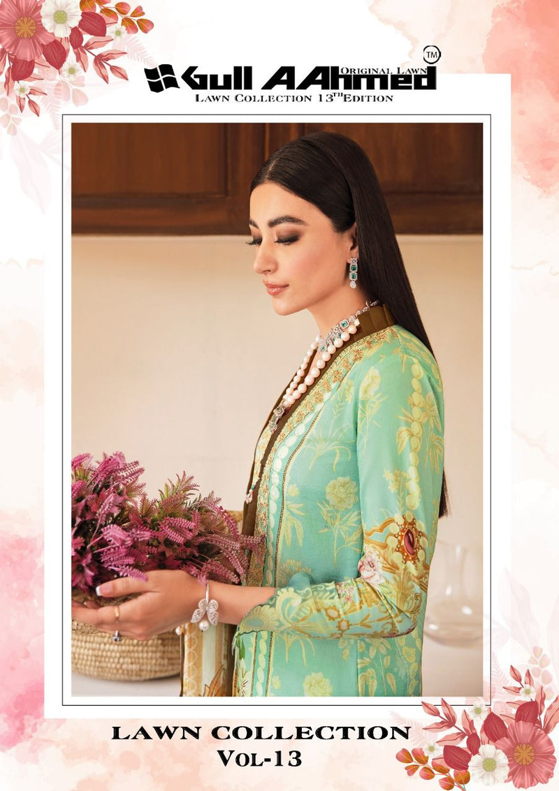 Gull Ahmed Lawn Collection Vol 13 Lawn Cotton With Fancy Work Stylish Designer Pakistani Salwar Kameez