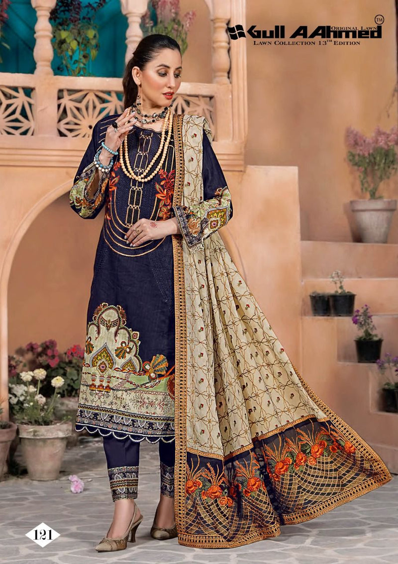 Gull Ahmed Lawn Collection Vol 13 Lawn Cotton With Fancy Work Stylish Designer Pakistani Salwar Kameez