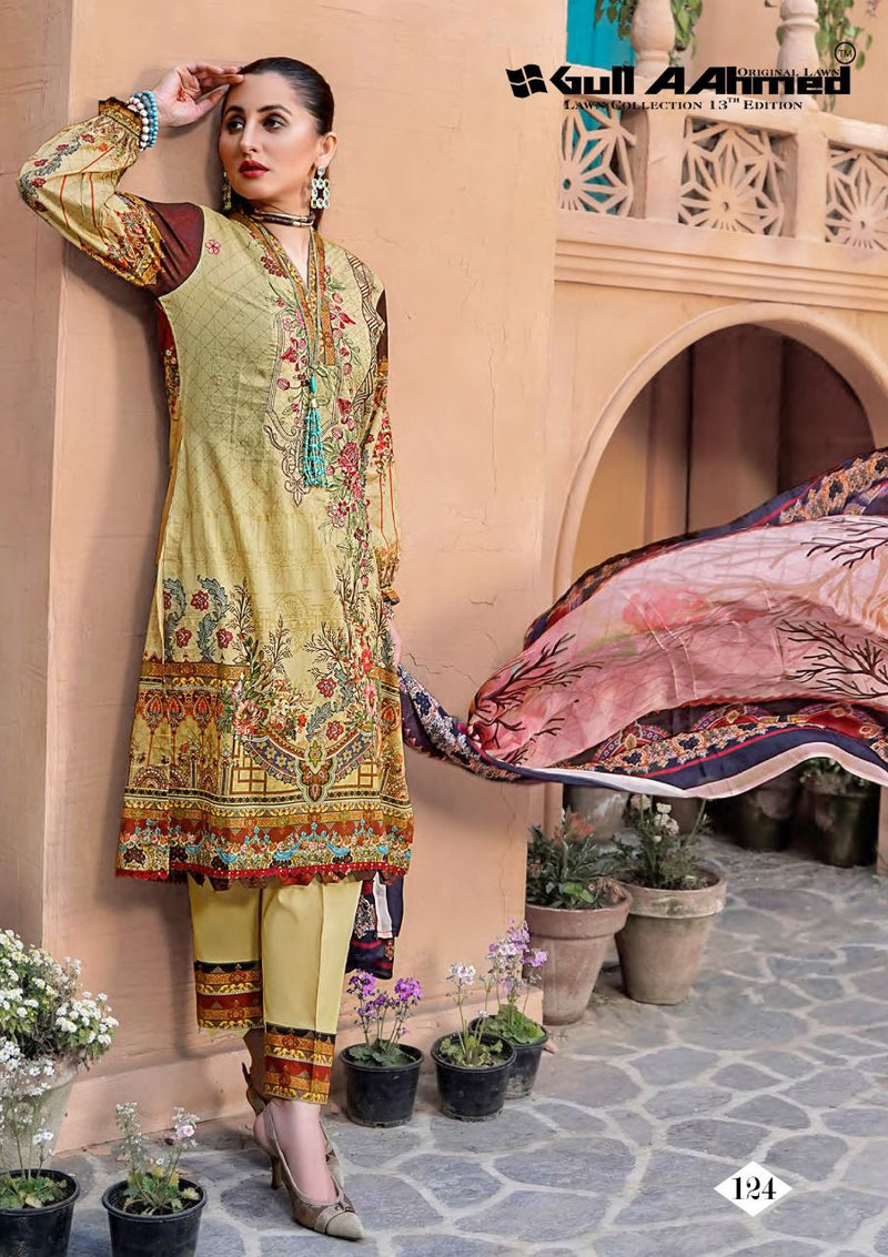 Gull Ahmed Lawn Collection Vol 13 Lawn Cotton With Fancy Work Stylish Designer Pakistani Salwar Kameez