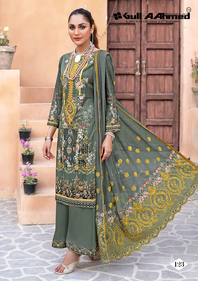 Gull Ahmed Lawn Collection Vol 13 Lawn Cotton With Fancy Work Stylish Designer Pakistani Salwar Kameez