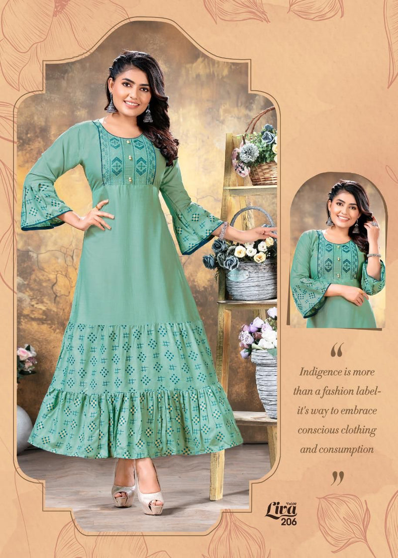 Fashion Talk Liva Vol 2 Rayon Fancy Designer Gown Style Party Wear Kurtis