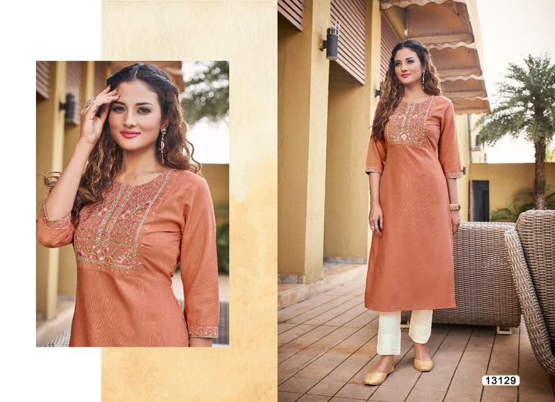 Kalaroop Kajree Fashion Rayon Party Wear Kurtis With Beautiful Embroidery