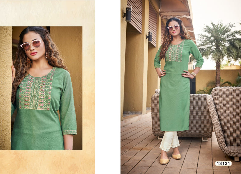 Kalaroop Kajree Fashion Rayon Party Wear Kurtis With Beautiful Embroidery