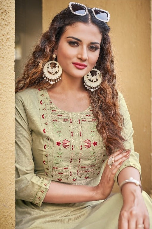 Kalaroop Kajree Fashion Rayon Party Wear Kurtis With Beautiful Embroidery