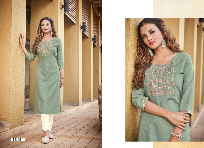 Kalaroop Kajree Fashion Rayon Party Wear Kurtis With Beautiful Embroidery