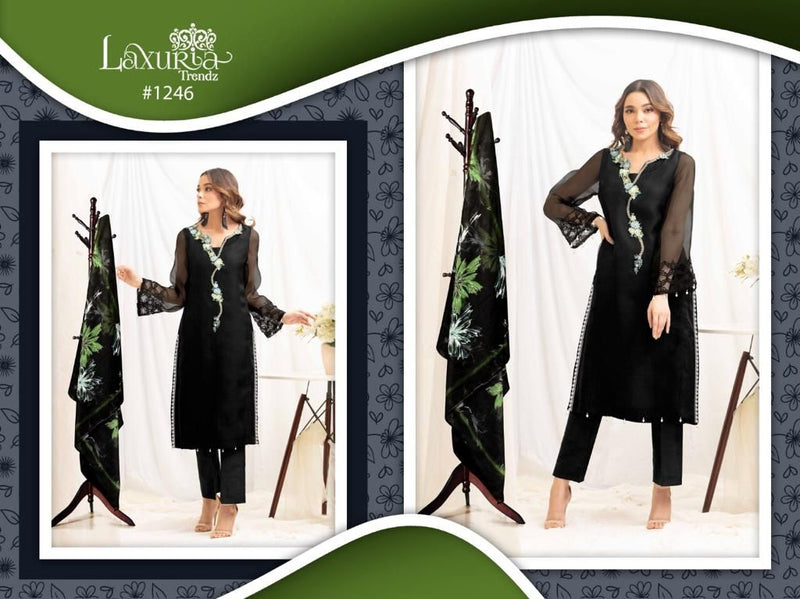 Laxuria Trendz Dno 1249 Organza Black Stylish Wear Pakistani Pret Kurti