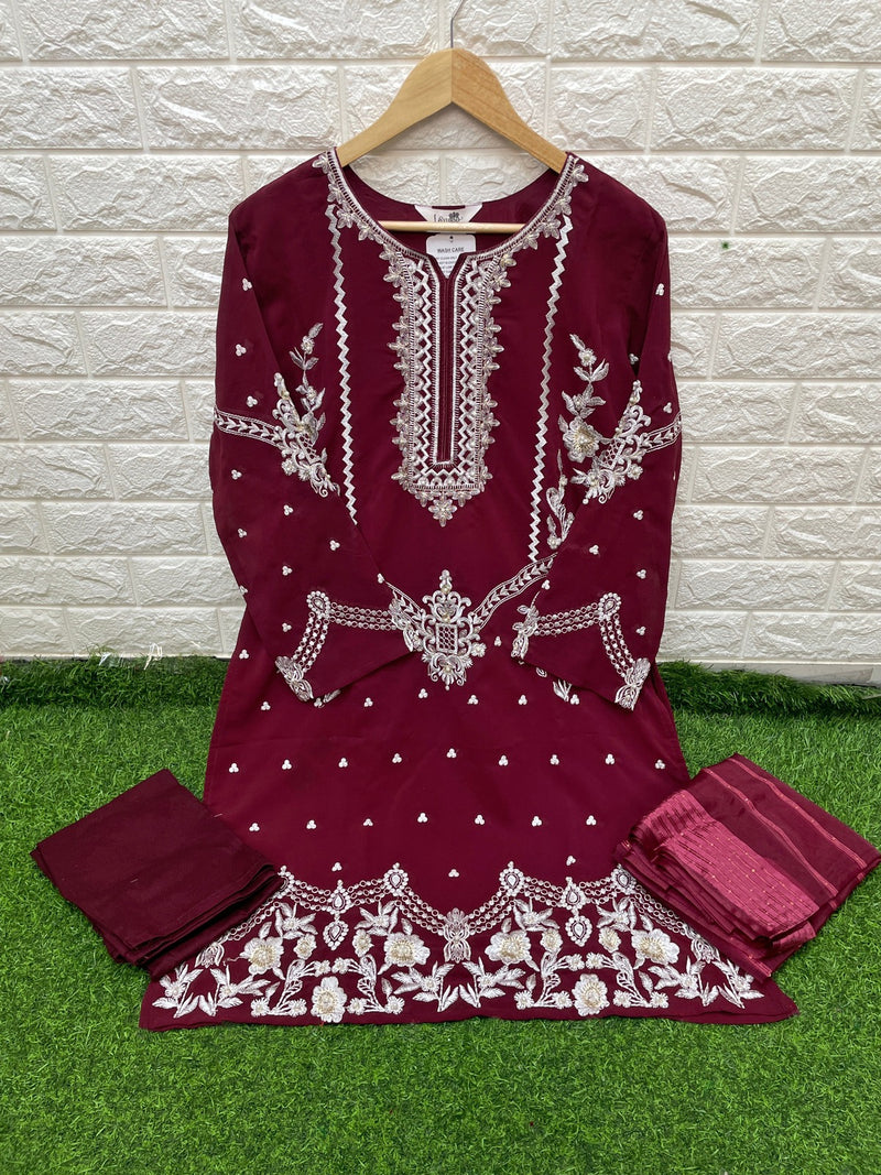 Laxuria Trrendz Dno 1245 Fox Georgette Handwork Designer Pakistani Pret Kurti