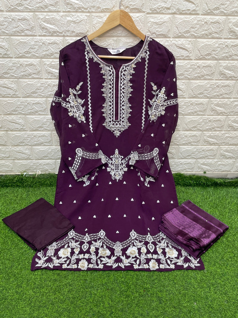 Laxuria Trrendz Dno 1245 Fox Georgette Handwork Designer Pakistani Pret Kurti