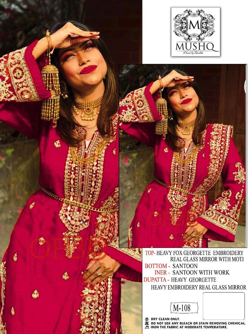 Mushq M 108 Fox Georgette Exclusive Wedding Wear Embroidered Salwar Kameez