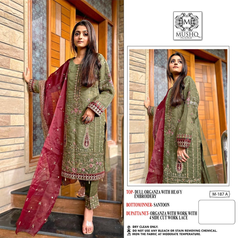 Mushq Dno M 187 Organza With Heavy Beautiful Embroidery Work Stylish Designer Pakistani Salwar Kammez