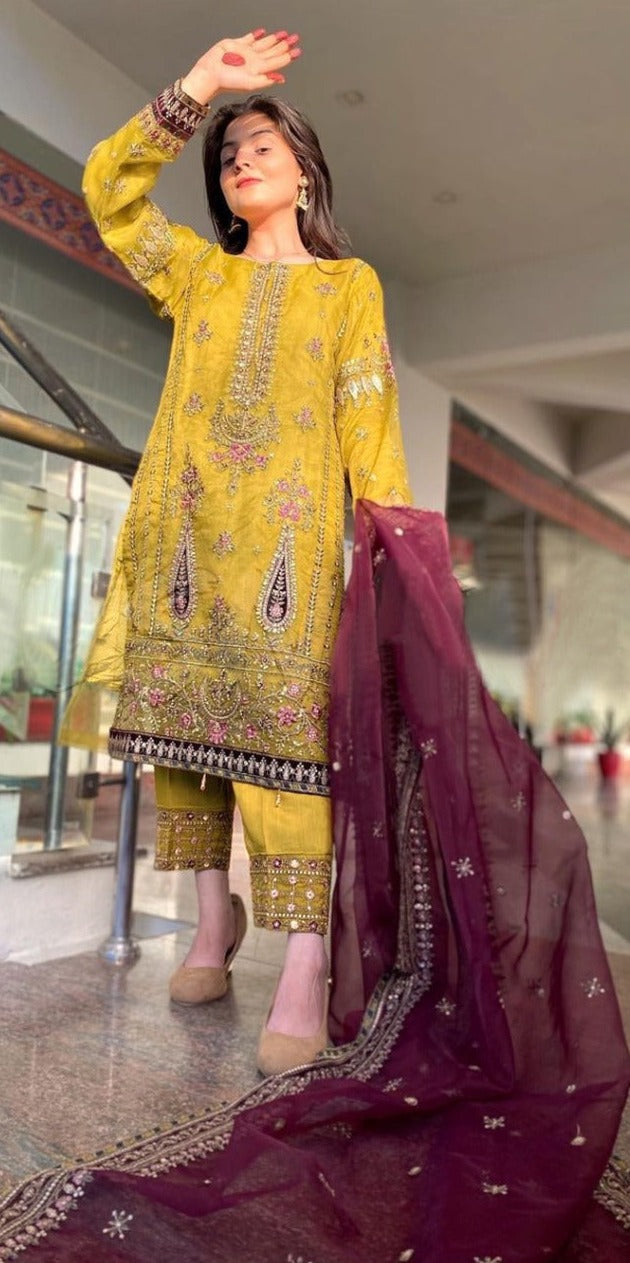 Mushq Dno M 187 Organza With Heavy Beautiful Embroidery Work Stylish Designer Pakistani Salwar Kammez