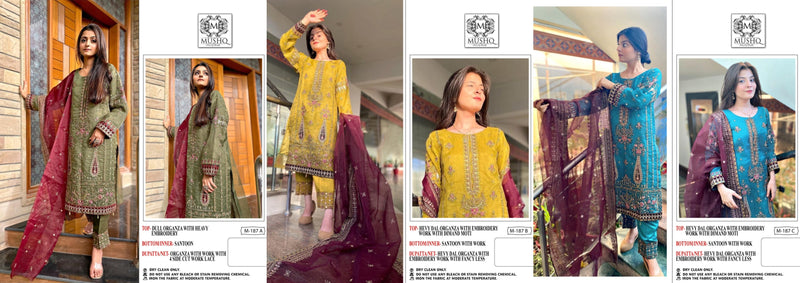 Mushq Dno M 187 Organza With Heavy Beautiful Embroidery Work Stylish Designer Pakistani Salwar Kammez