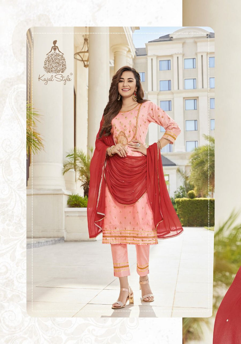 Kajal Style Maan Vol 1 Chanderi With Heavy Embroidery work Stylish Designer Casual Wear Kurti