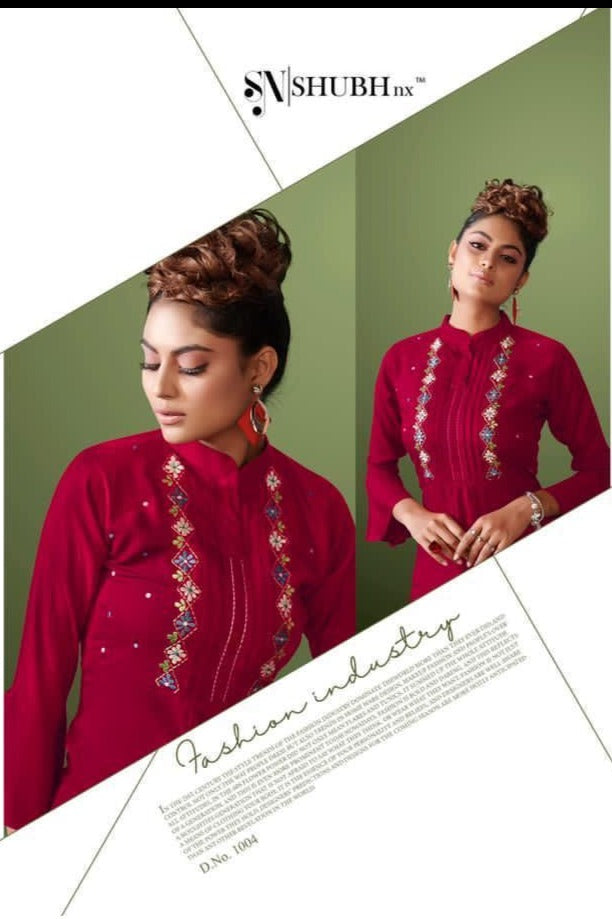 Shubh Nx Magazine Rayon Slub Fancy Stylish Office Wear Kurtis