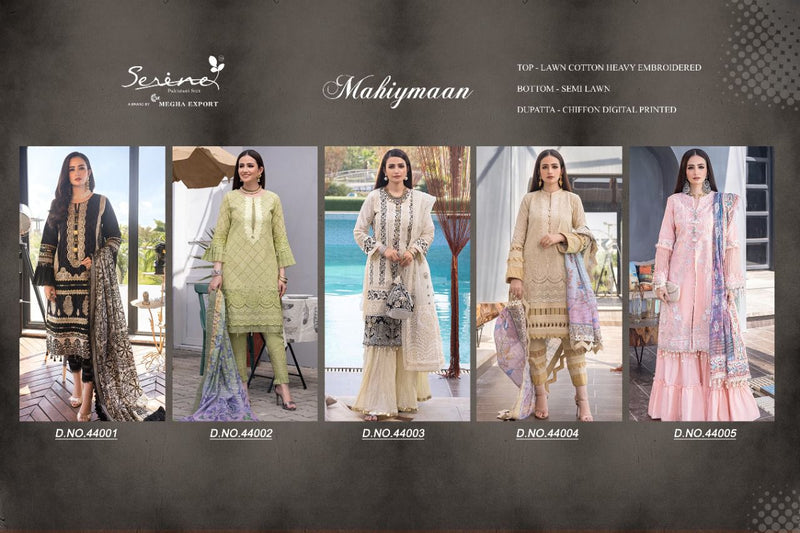 Serene Mahiyamaan Lawn Cotton Heavy Embroidered Pakistani Style Wedding Wear Salwar Kameez