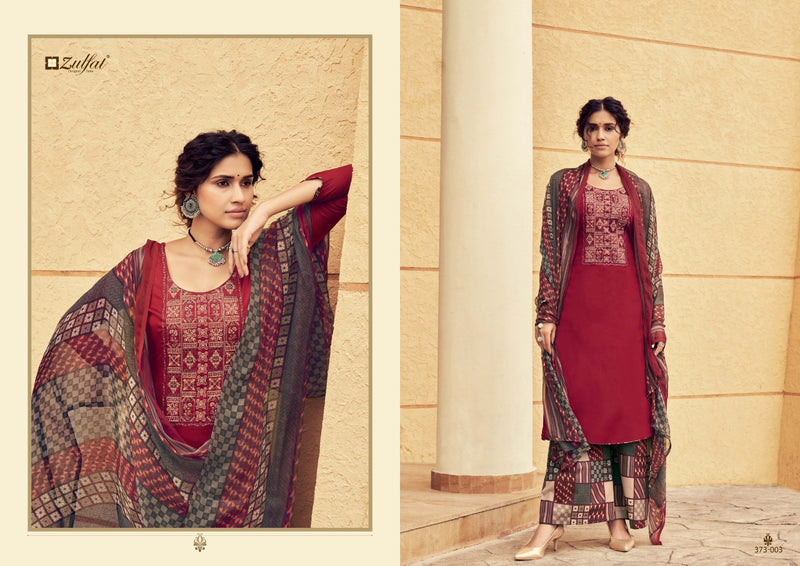 Zulfat Designer Suits Mahonia Jam Cotton Pinted Party Wear Salwar Kameez