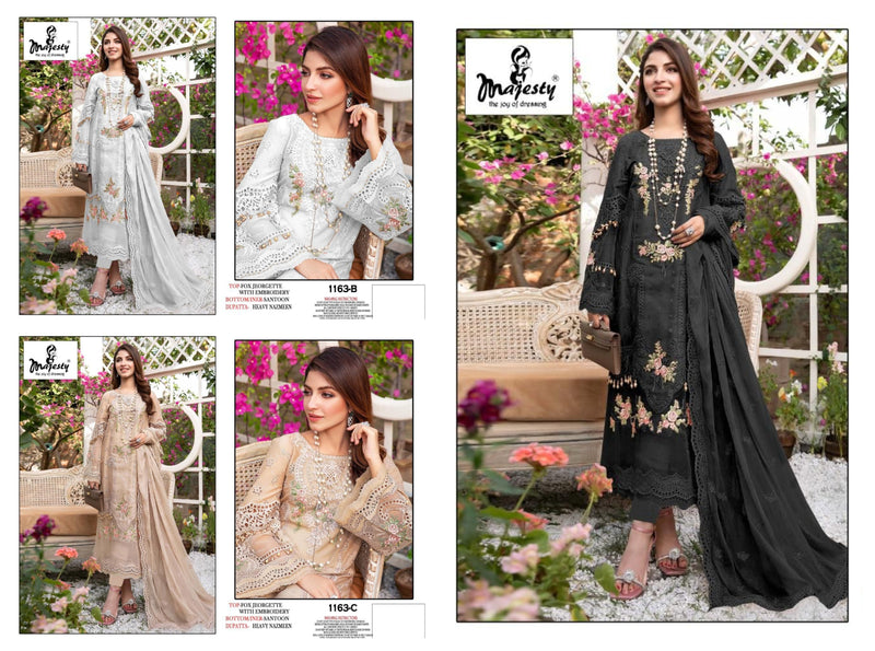 Majesty D No 1163 Fox Georgette  Embroidered Pakistani Style Party Wear Salwar Suits