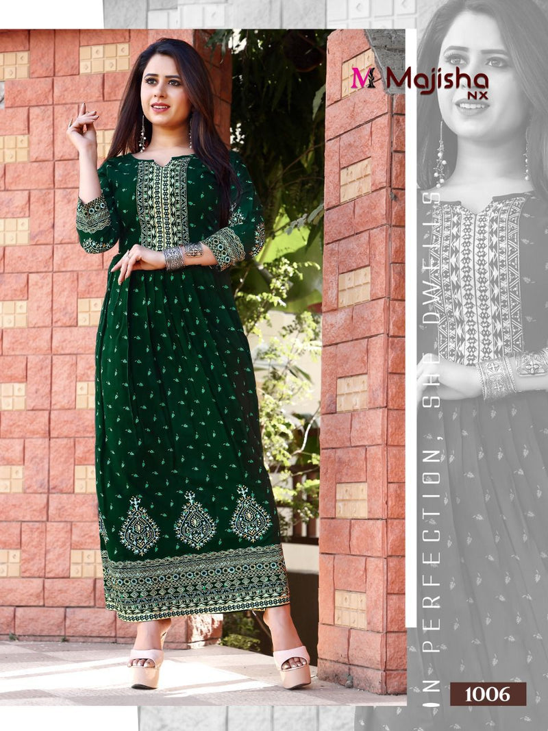 Majisha Nx Maisaa Vol 1 Rayon Fancy Festive Wear Long Kurtis