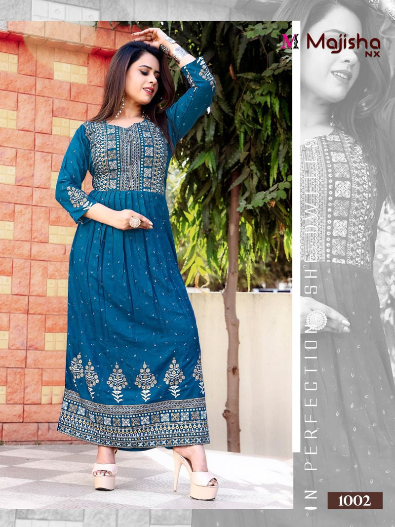 Majisha Nx Maisaa Vol 1 Rayon Fancy Festive Wear Long Kurtis