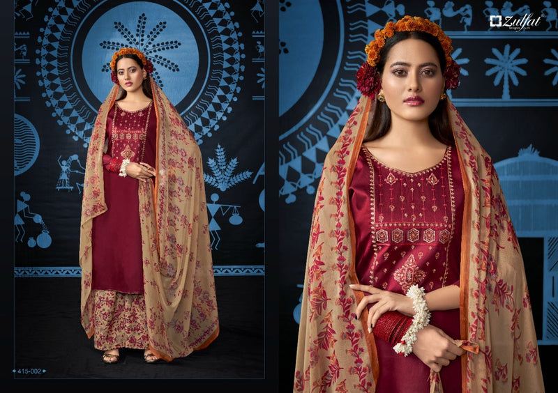 Zulfat Designer Suits Mandakini Jam Cotton Designer Festive Wear Embroidered Salwar Kameez