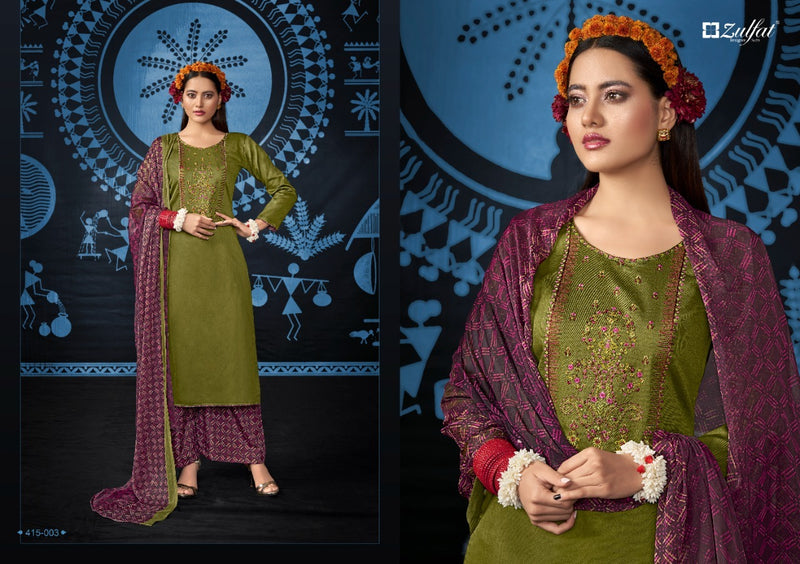 Zulfat Designer Suits Mandakini Jam Cotton Designer Festive Wear Embroidered Salwar Kameez