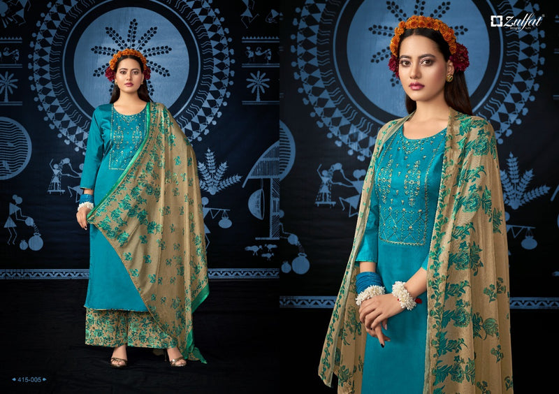 Zulfat Designer Suits Mandakini Jam Cotton Designer Festive Wear Embroidered Salwar Kameez