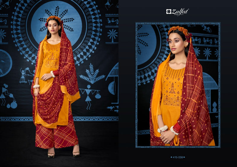 Zulfat Designer Suits Mandakini Jam Cotton Designer Festive Wear Embroidered Salwar Kameez